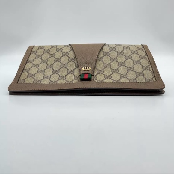 💯 Authentic Gucci suprime GG Sherry Line PVC Brown Clutch Bag NS080844 - Picture 3 of 15